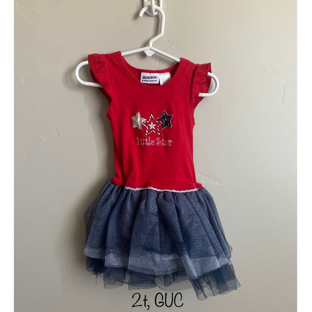 Blueberi Boulevard America USA Little Star Tutu Dress 4th of July Holiday Sz 2T